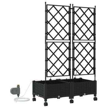 Garten Blumenkübel mit Bewässerung und Rädern 2 Stk. Schwarz PP