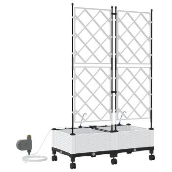 Garten Blumenkübel mit Bewässerung und Rädern 2 Stk. Weiß PP