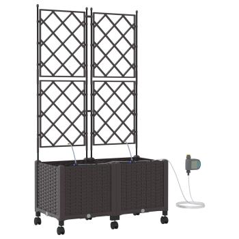 Garten Blumenkübel mit Bewässerung und Rädern 2 Stk. Braun PP