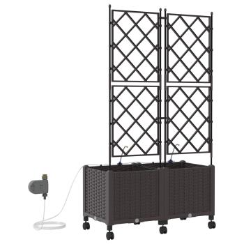 Garten Blumenkübel mit Bewässerung und Rädern 2 Stk. Braun PP