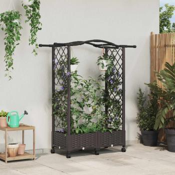 ARDEBO.de - Hochbeet mit Rankgitter und Dach Braun 124 x 40 x 129 cm PP