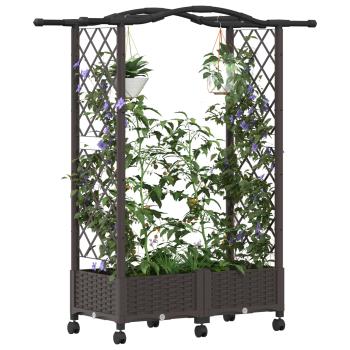 Hochbeet mit Rankgitter und Dach Braun 124 x 40 x 129 cm PP