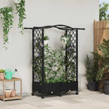 ARDEBO.de - Hochbeet mit Rankgitter und Dach Schwarz 124 x 40 x 129 cm PP