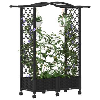Hochbeet mit Rankgitter und Dach Schwarz 124 x 40 x 129 cm PP
