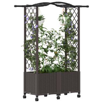 Hochbeet mit Rankgitter und Dach Braun 125 x 40 x 144 cm PP
