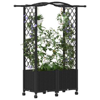 Hochbeet mit Rankgitter und Dach Schwarz 125 x 40 x 144 cm PP