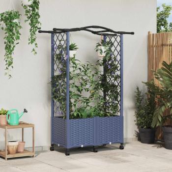 ARDEBO.de - Hochbeet mit Rankgitter und Dach Grau 125 x 40 x 144 cm PP