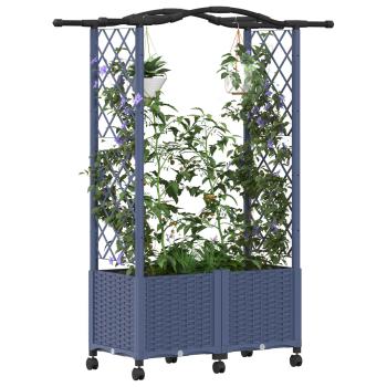 Hochbeet mit Rankgitter und Dach Grau 125 x 40 x 144 cm PP