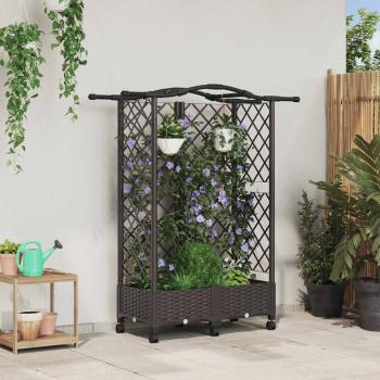 ARDEBO.de - Hochbeet mit Rankgitter und Dach Braun 124 x 40 x 129 cm PP