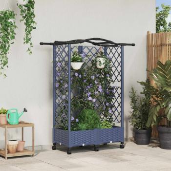 ARDEBO.de - Hochbeet mit Rankgitter und Dach Grau 124 x 40 x 129 cm PP