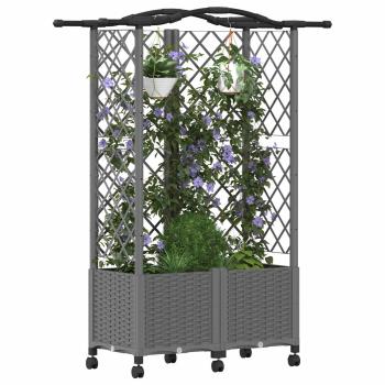 Hochbeet mit Rankgitter und Dach Hellgrau 122 x 40 x 144 cm PP