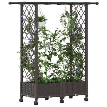Hochbeet mit Rankgitter und Dach Braun 122,5 x 40 x 127 cm PP