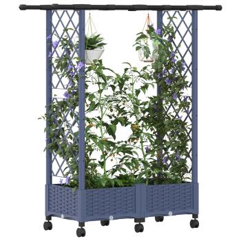 Hochbeet mit Rankgitter und Dach Grau 122,5 x 40 x 127 cm PP