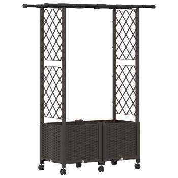 Hochbeet mit Rankgitter und Dach Braun 124,5 x 40 x 142 cm PP