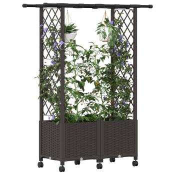 Hochbeet mit Rankgitter und Dach Braun 124,5 x 40 x 142 cm PP