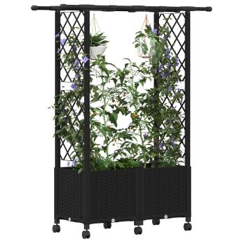 Hochbeet mit Rankgitter und Dach Schwarz 124,5 x 40 x 142 cm PP