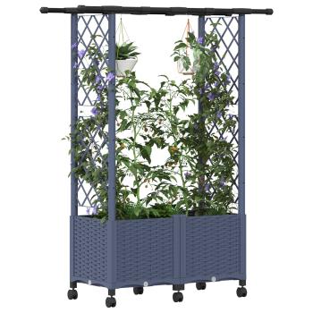 Hochbeet mit Rankgitter und Dach Grau 124,5 x 40 x 142 cm PP