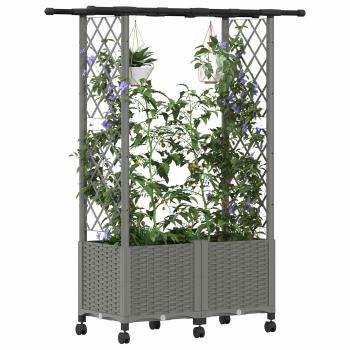 Hochbeet mit Rankgitter und Dach Hellgrau 124,5 x 40 x 142 cm