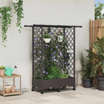 ARDEBO.de - Hochbeet mit Rankgitter und Dach Braun 124 x 40 x 127 cm PP