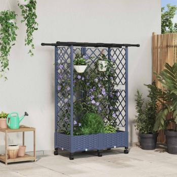 ARDEBO.de - Hochbeet mit Rankgitter und Dach Grau 124 x 40 x 127 cm PP