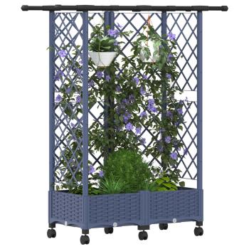 Hochbeet mit Rankgitter und Dach Grau 124 x 40 x 127 cm PP