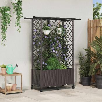 ARDEBO.de - Hochbeet mit Rankgitter und Dach Braun 124 x 40 x 142 cm PP
