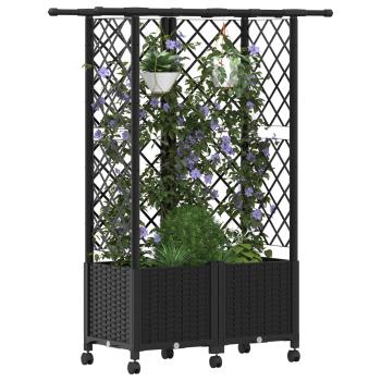 Hochbeet mit Rankgitter und Dach Schwarz 124 x 40 x 142 cm PP