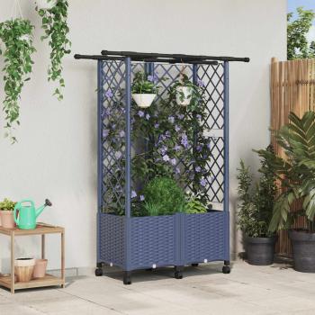 ARDEBO.de - Hochbeet mit Rankgitter und Dach Grau 124 x 40 x 142 cm PP