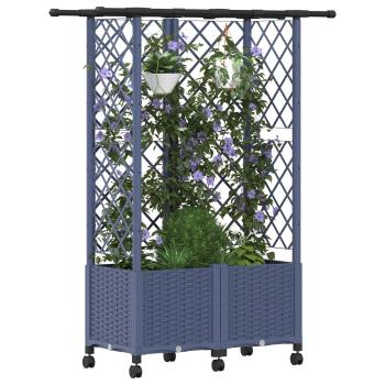 Hochbeet mit Rankgitter und Dach Grau 124 x 40 x 142 cm PP