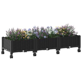 Gartenpflanzer mit Rädern Schwarz 120 x 40 x 29 cm PP