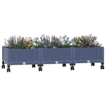 Gartenpflanzer mit Rädern Blaugrau 120 x 40 x 33 cm PP