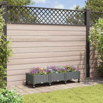 ARDEBO.de - Gartenpflanzer mit Rädern Hellgrau 120 x 40 x 33 cm PP
