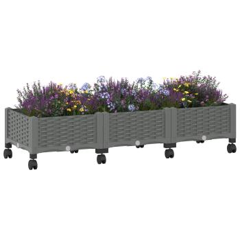 Gartenpflanzer mit Rädern Hellgrau 120 x 40 x 33 cm PP