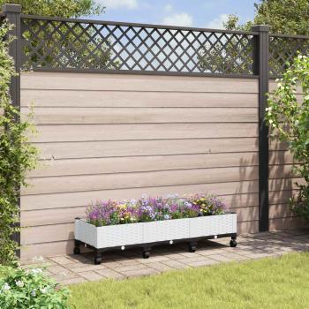 ARDEBO.de - Gartenpflanzer mit Rädern Weiß 120 x 40 x 29 cm PP