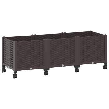 Gartenpflanzer mit Rädern Braun 120 x 40 x 44 cm PP