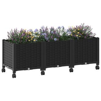 Gartenpflanzer mit Rädern Schwarz 120 x 40 x 44 cm PP