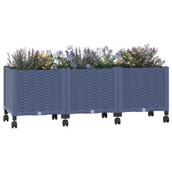 Gartenpflanzer mit Rädern Blaugrau 120 x 40 x 48 cm PP