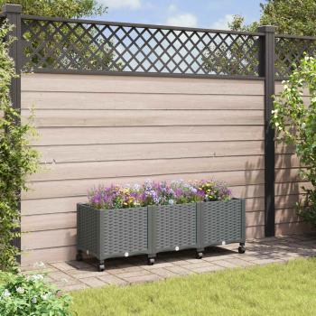 ARDEBO.de - Gartenpflanzer mit Rädern Hellgrau 120 x 40 x 48 cm PP