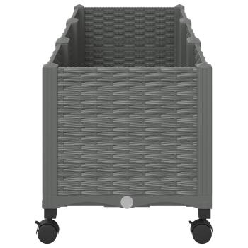 Gartenpflanzer mit Rädern Hellgrau 120 x 40 x 48 cm PP