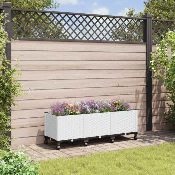 ARDEBO.de - Gartenpflanzer mit Rädern Weiß 120 x 40 x 48 cm PP