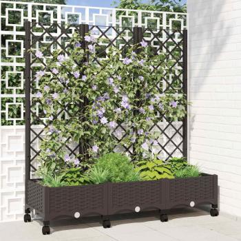 ARDEBO.de - Pflanzkübel mit Spalier und Rädern Braun 120 x 40 x 131,5 cm PP