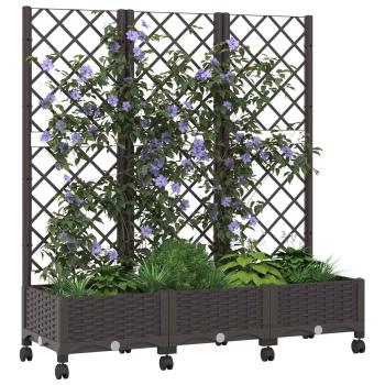 Pflanzkübel mit Spalier und Rädern Braun 120 x 40 x 131,5 cm PP