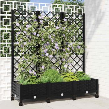 ARDEBO.de - Pflanzkübel mit Spalier und Rädern Schwarz 120 x 40 x 131,5 cm