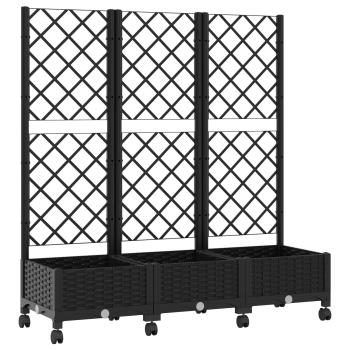 Pflanzkübel mit Spalier und Rädern Schwarz 120 x 40 x 131,5 cm