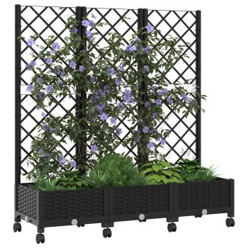 Pflanzkübel mit Spalier und Rädern Schwarz 120 x 40 x 131,5 cm