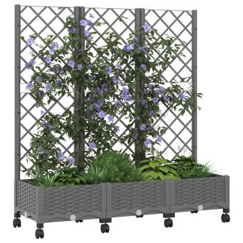 Pflanzkübel mit Spalier und Rädern Hellgrau 120 x 40 x 131,5 cm