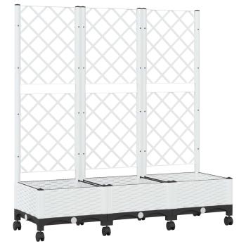 Pflanzkübel mit Spalier und Rädern Weiß 120 x 40 x 131,5 cm PP