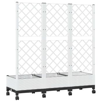 Pflanzkübel mit Spalier und Rädern Weiß 120 x 40 x 131,5 cm PP