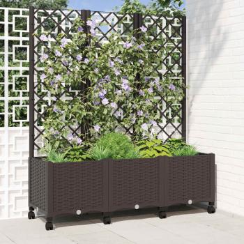 ARDEBO.de - Pflanzkübel mit Spalier und Rädern Braun 120 x 40 x 146 cm PP