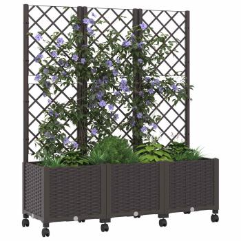 Pflanzkübel mit Spalier und Rädern Braun 120 x 40 x 146 cm PP